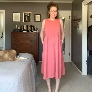 a new day Sleeveless Coral Cotton Blend Midi Dress